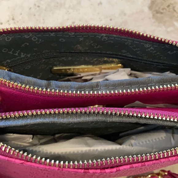 Crossbody bag gold chain faux alligator skin pink - Picture 12 of 16